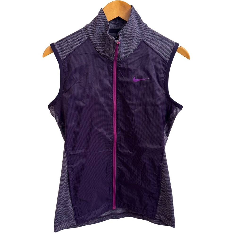 Nike Womens Golf Vest Small Purple Full Zip Dri-FIT Hybrid Athletic Sporty